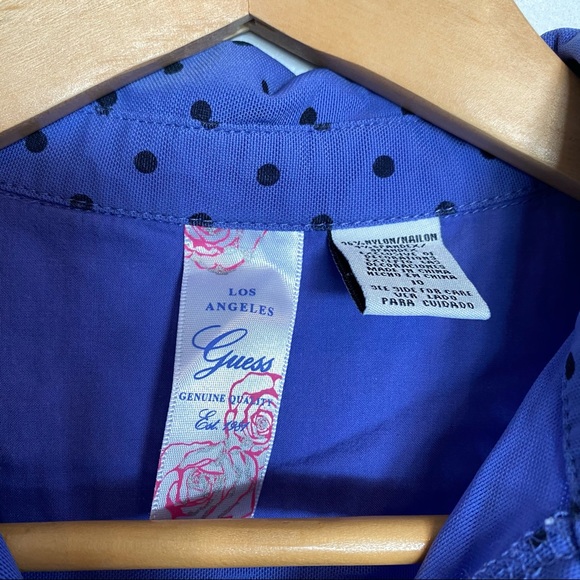 GIRLS GUESS BLUE/PURPLE BLACK POLKA DOT DRESS 👗 - Picture 4 of 4